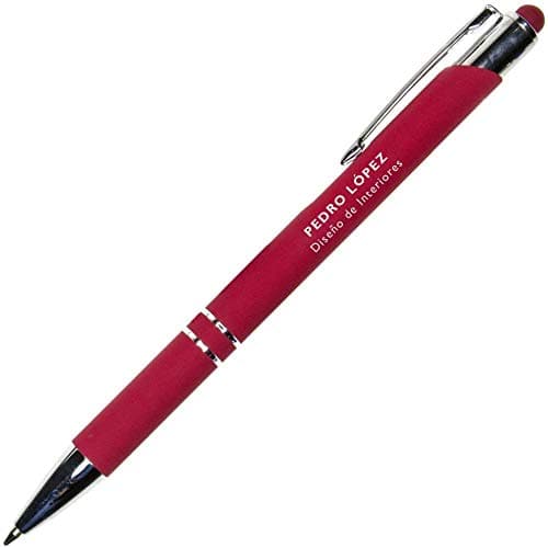 PROMO SHOP Elegante Boligrafo para Regalar PERSONALIZADO (Nombre o Texto) · Boligrafo Rojo Metálico y Puntero para Dispositivos Moviles · Este Boli Personalizado Incluye Estuche Individual Exclusivo