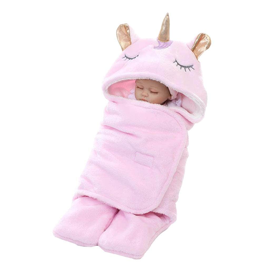 Wetry Saco de Dormir para Bebe Unicornio, Manta Envolvente para Recien Nacido, Swaddle Wrap Térmico para Invierno, Regalo para Niña, 0-3 Meses, Rosa