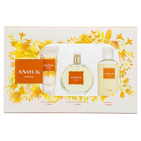 ANOUK – Perfume Original 100 ml + Body Cream 75 ml + Bath Gel 100 ml, Gift Set for Women, Perfumed Cologne, Feminine Eau de Toilette, Floral, Fruity and Fresh, Long-lasting.