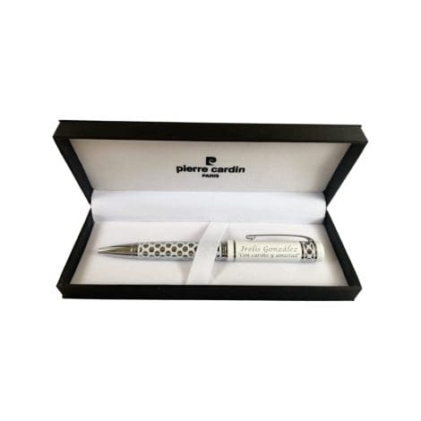 Bolígrafo de moda Pierre Cardín Personalizado, de metal en color Blanco, ideal para regalo.