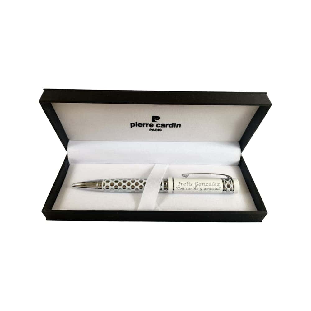 Bolígrafo Fashion Pierre Cardín Personalizado, metal en Blanco o Negro para regalo (Blanco)