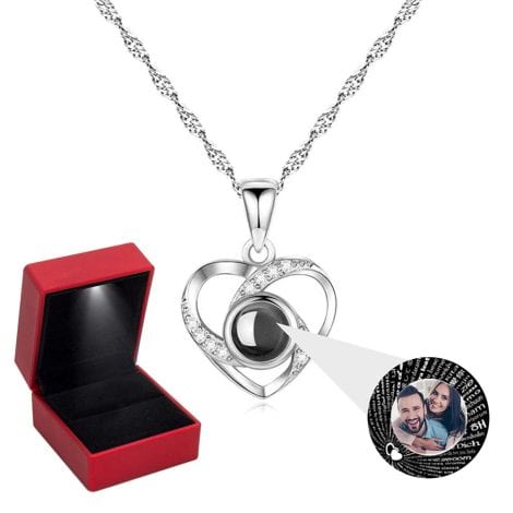 Collar foto Plata Ley 925 con proyección personalizada – TE QUIERO – Regalo mujer, abuela, mamá, hija, esposa.