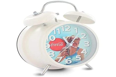 Despertador Coca-Cola Vintage Metronic 477532 Retro Pin-up, Cuarzo, silencioso, doble campana, potente alarma. LED ilumina la esfera