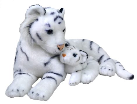 Wild Republic Tigrés Blancos Mamá y Bebé, Peluches de 38 cm, Regalos para Niños, Juguetes Ecoamigables.