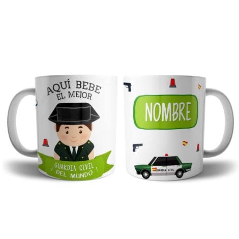 Taza personalizada Guardia Civil para regalar, perfecta para el desayuno, ¡la mejor del mundo! (Guardia Civil Hombre)