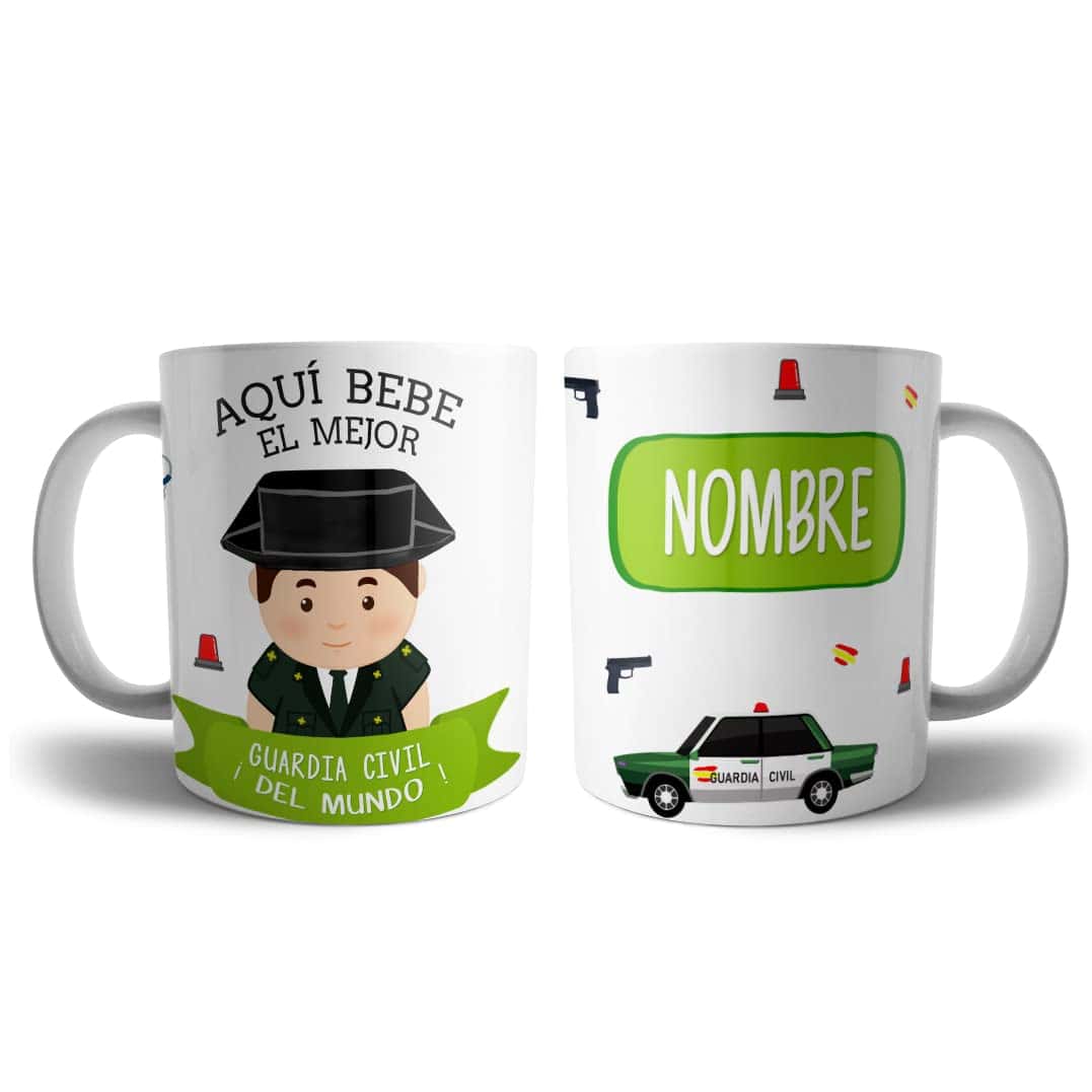 Kartoon Kase Taza Guardia Civil Hombre Original Personalizada con Nombre | Mejor del Mundo Taza Profesiones de Cafe Desayuno para Regalar (Guardia Civil Hombre)