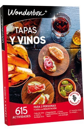 Pack de experiencias culinarias con 615 opciones, especialmente diseñado para disfrutar de tapas y vinos en pareja.