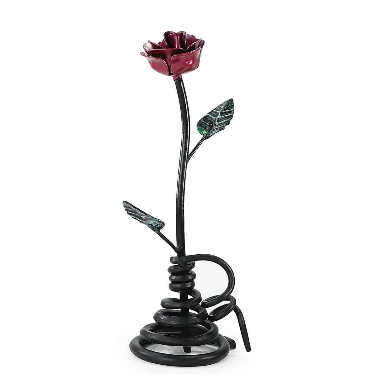 Aoneky Figura de Rosa Eterna de Hierro  con Soporte, Regalo para Novia Mujer Madre en Cumpleaños San Valentín Navidad Aniversario Boda, Estatua Decorativa Romántica, Decoración en Hogar Casa