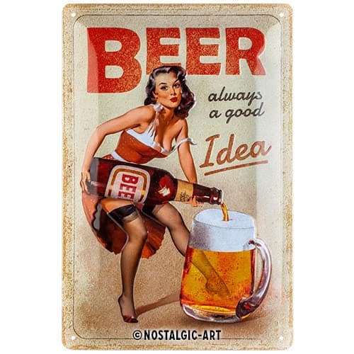 Nostalgic-Art Cartel de Chapa Retro Beer  Always a Good Idea de Regalo para Amantes a Cerveza, metálico, Diseño Vintage, 20 x 30 cm