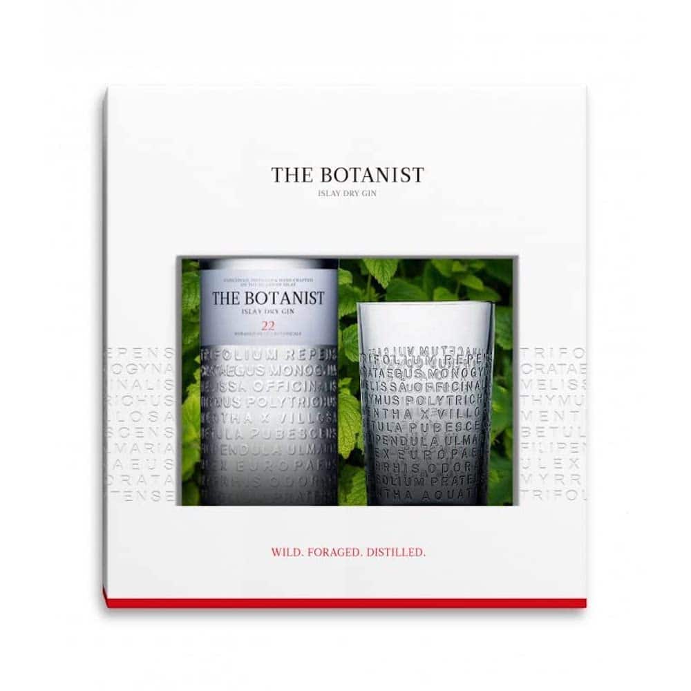 Estuche - THE BOTANIST + Vaso - Ginebra, Islay Dry Gin 22, 46% Volumen de Alcohol, 70 cl