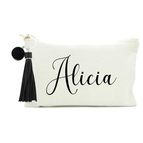 Neceser a medida para maquillaje. Bolsa de cosméticos, elegante bolsa de viaje, aseo en blanco. Organizador belleza y cuidado personal.