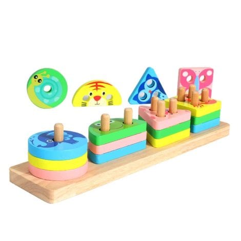 Juego de madera Montessori para niños de 1 a 3 años, clasificadores y apilables. Educativo, regalos, reconocimiento colores.