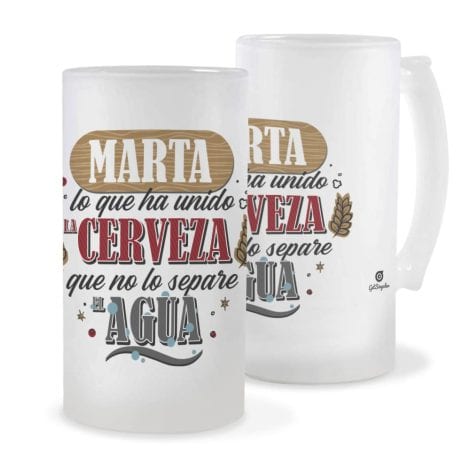 Jarra de cerveza de cristal personalizada con diseño único | Regalo original para el Día del Padre, San Valentín o parejas | Diseño: Une