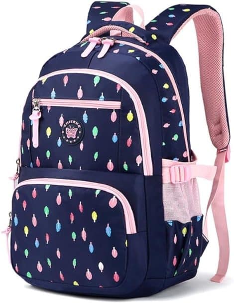 Mochila escolar de nylon en azul, ligera para adolescentes y niños, ideal para llevar laptops.