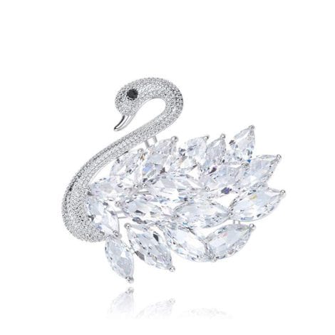 Zolkamery – Pin de plata fina 925 con circonita blanca, broche hipoalergénico en forma de cisne para mujer y niña, lujo diario, boda, cumpleaños, regalo amoroso.