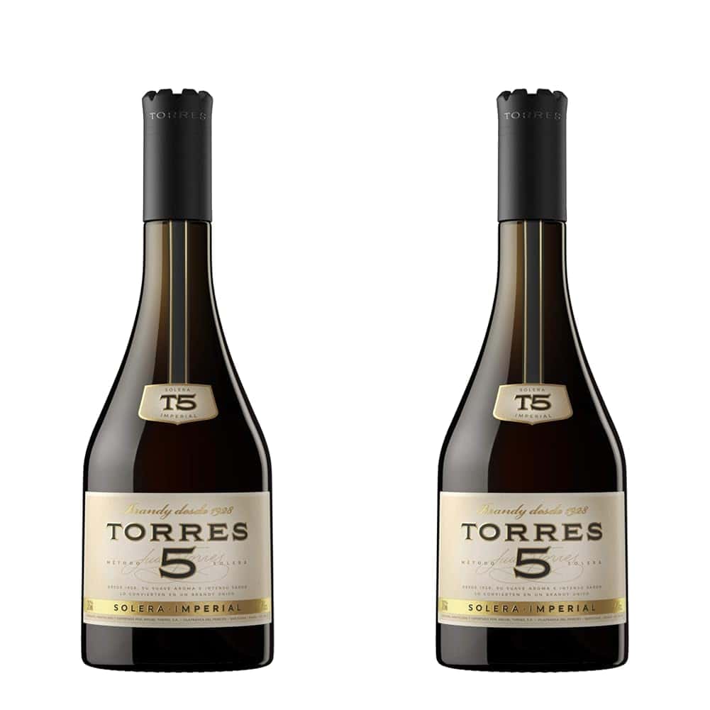 TORRES BRANDY 5 Solera Reserva, Brandy, 70 cl - 700 ml (Paquete de 2)