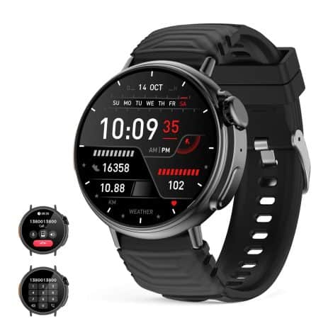 Smartwatch Ultra para hombre y mujer, compatible con llamadas y WhatsApp. Pantalla HD redonda de 1,52″, monitor de sueño y más de 120 modos deportivos para Android e iOS.