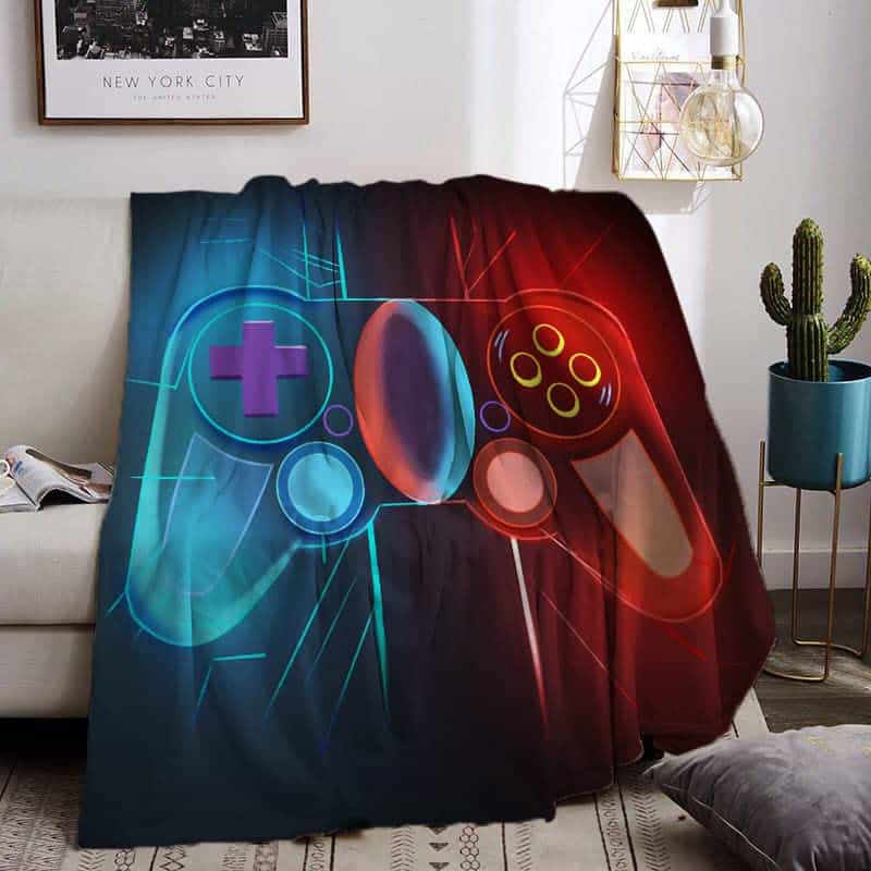 Keivvsh Manta de regalo para jugadores, decoración de sala de videojuegos, regalos divertidos para juegos, para hombres, niños, adolescentes y niñas (rojo y azul, 40 x 60 pulgadas)