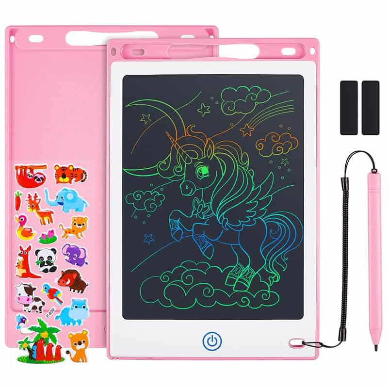 Coolzon Vistoso Tableta de Escritura LCD 8.5 Pulgadas, LCD Pizarra Magica borrable y Reutilizable para niños de Dibujo para Pinturas,Pegatinas de Dibujos Animados de Animales Gratis,Rosa