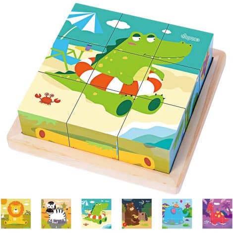 Puzzles de Madera Japace para Bebés, rompecabezas de animales en 3D educativos, regalos de cumpleaños y Navidad para niños y niñas de 1 a 4 años.