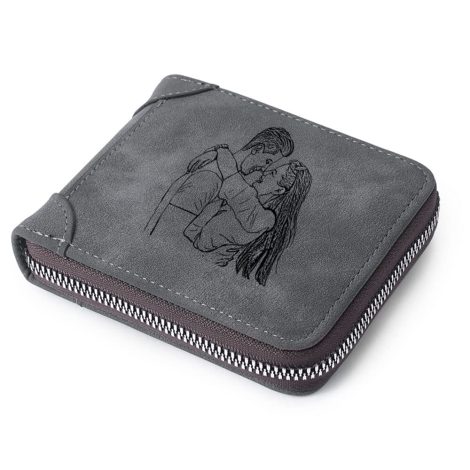 Cartera de fotos personalizada para hombres, ideal como regalo de cumpleaños, aniversario o día del padre para papá. (Gris oscuro)