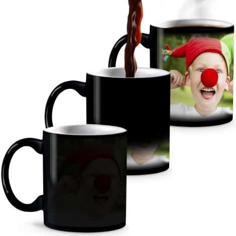 Taza personalizada LolaPix mágica de cerámica negra, ideal para regalo con capacidad de 300ml.