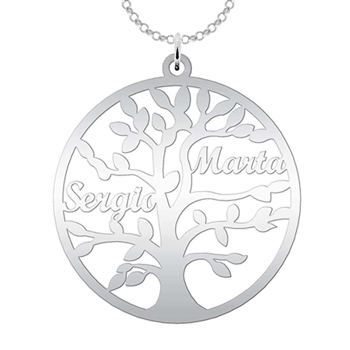 Mi joya personalizada Collar Árbol de la Vida para Mujer Plata de Ley - Colgante Regalo Original para Madres y Abuelas donde incluir Nombres de su Familia, hasta 9 Nombres (2 Nombres)