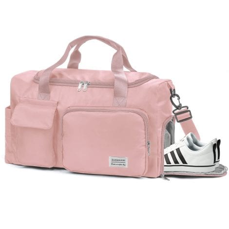 Bolsa de deporte unisex, Feelhap, ideal para viajes y gimnasio, con compartimento para zapatos y mojado, impermeable. (Rosa)