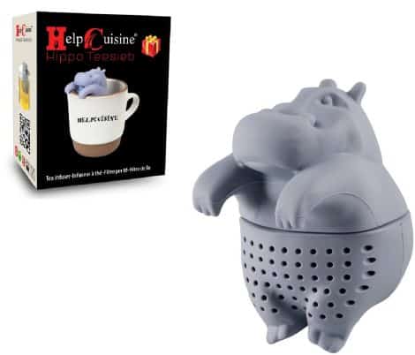 Nuevo diseño de infusor de té HelpCuisine® en forma de Hipopótamo, hecho de silicona alimentaria sin BPA.