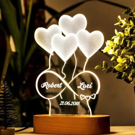 Lámpara personalizada LED (AMOR INFINITO) para mamá – regalo original para el Día de la Madre, San Valentín, Aniversarios y más.