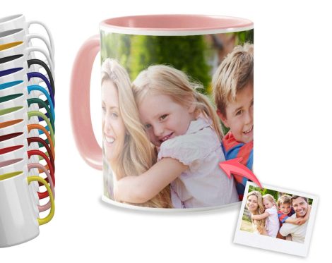 Taza exclusiva con imagen y texto | Tazas únicas para desayuno | Elegante taza de cerámica | Regalos personalizados con foto | Para todos, incluso profesores | Color: rosa.