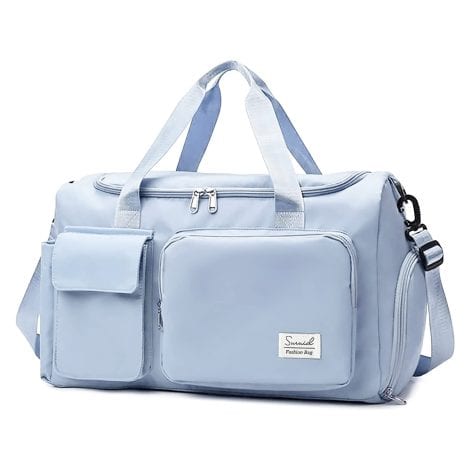 Bolsa Deporte Suruid, Práctica y Espaciosa para Mujeres y Hombres con Compartimento para Zapatos y Ropa Húmeda, Color Azul.