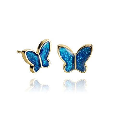 Pendientes de Mariposa Brillantes Dragon Porter: Regalo de Navidad para Mujer, Divertidos y Elegantes (Azul Royal Oro).