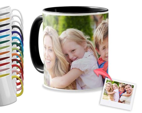 Taza de cerámica de alta calidad con foto y texto personalizados | Regalo original con foto para todos | Color: Negro