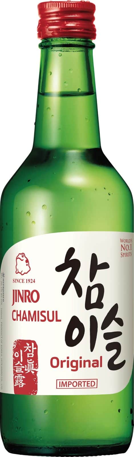 JINRO Hitejinro Soju, Chamisul Original, Espirituoso 20,1% Vol – 350 ml. Bebida coreana destilada.