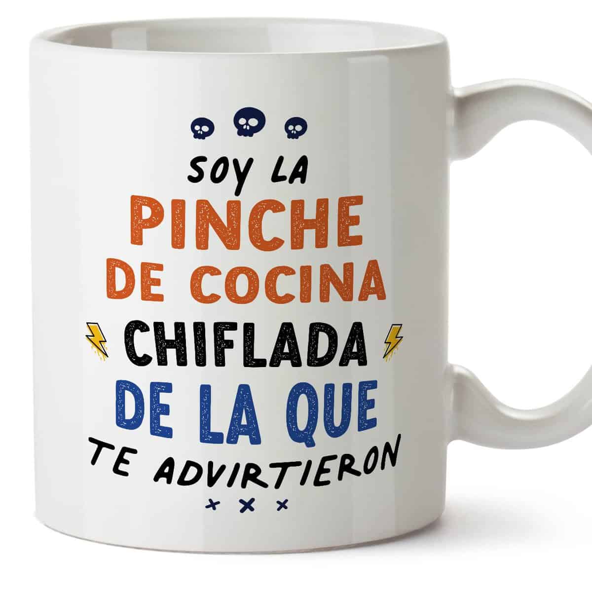 MUGFFINS Tazas para PINCHE DE COCINA mujer - En Español - Todos te advirtieron - 11 oz / 330 ml - Regalo original y divertido