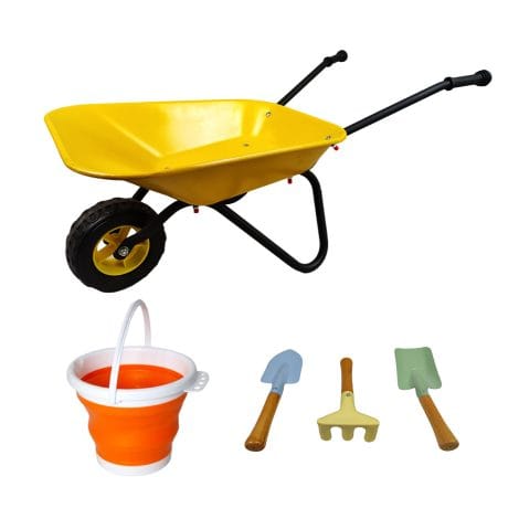 Carretilla de Juguete KOVOME, ideal para que los niños jueguen a ser jardineros, regalo divertido (amarillo/negro).