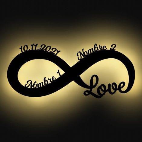 Regalos personalizados con nombres para enamorados y parejas, con LED y decoración original – Aniversario, novios, boda.