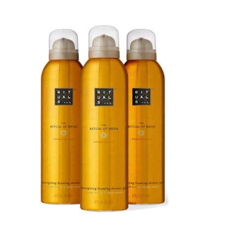 Pack ahorro RITUALS El Ritual de Mehr: 3 espumas de ducha energizantes con naranja dulce y madera de cedro – 3 x 200 ml.