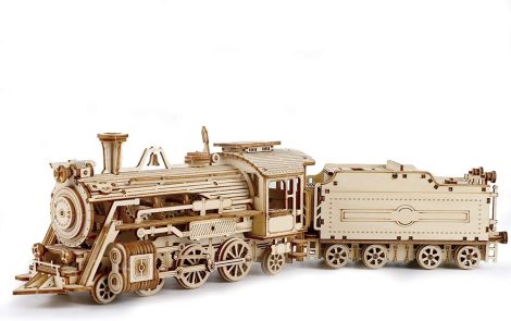 Rompecabezas 3D de madera Locomotora de Vapor – Modelo DIY Ferrocarril para adultos y niños – Regalos unisex.