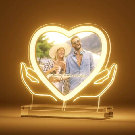 Lámpara Personalizada Foto Corazón y Neón – Regalos Personalizados, San Valentín, Parejas, Aniversario.