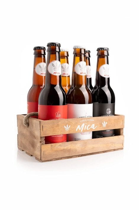 Pack Degustación 6 Cervezas Artesanales: 2 Blonde Ale Premium, 2 Ipa y 2 Ale – Caja Regalo Madera – 33 cl