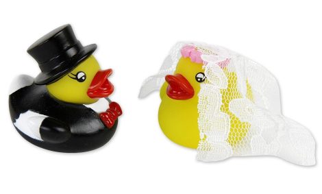 Muñecos Novios Tarta – Patos Novios de Goma con Vestimenta Nupcial – Originales Regalos y Decoración Aniversario.