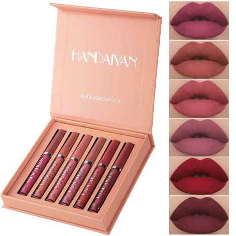 Kit de maquillaje con 6 barras de labios mate líquidas Mengxin de larga duración, resistentes al agua. Ideal para San Valentín y cumpleaños. (Color A)