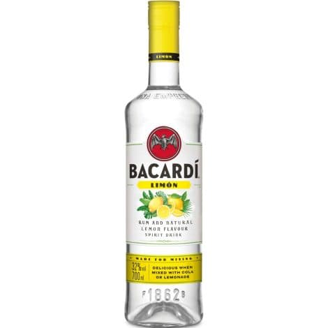 BACARDÍ Limón: Ron blanco mezclado con limón, lima y pomelo. Sabor cítrico refrescante. ALC. 32 %, 70 cl / 700 ml.