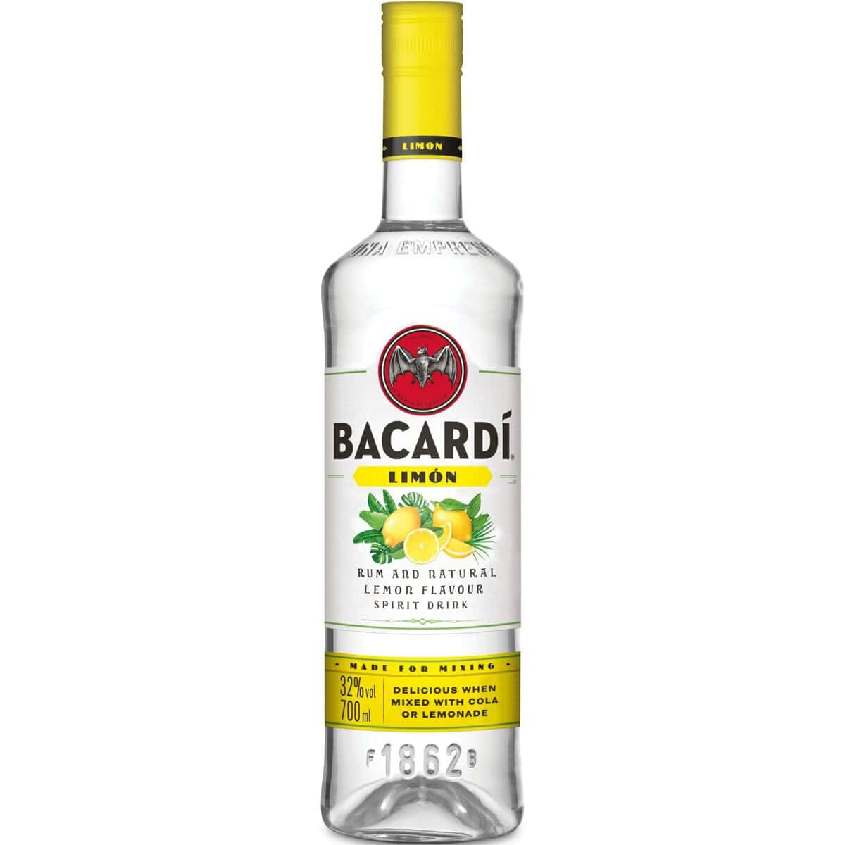 BACARDÍ Limón, Ron blanco mezclado con limón, lima y pomelo: un refrescante sabor cítrico, ALC. 32 %, 70 cl / 700 ml