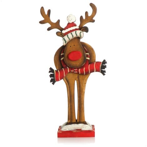 Soporte para Navidad de madera con figura decorativa de reno – Ideal para decorar y regalar en Navidad (01 unidad – reno 25cm)