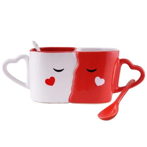 Conjunto de Tazas de Desayuno Besables – Perfectas para celebrar aniversarios, enamorados y San Valentín.