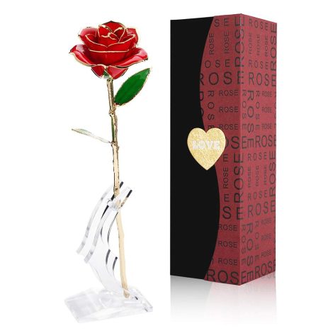 Rosa de Oro Real Gomyhom, Regalo Elegante para San Valentín, Cumpleaños, Mujer, Madre, Aniversario, Navidad y Boda.