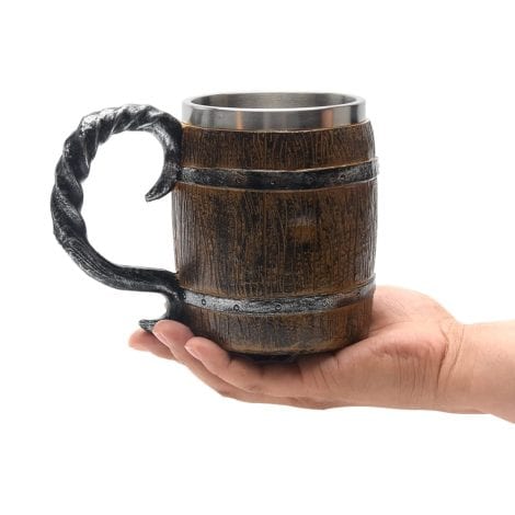 Taza de cerveza vikinga de madera, whisky o agua en forma de cubo, decoración retro para bar, regalo ideal masculino.